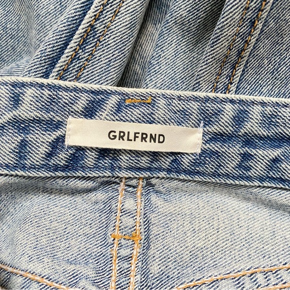 GRLFRND long leg zipper down the line ANDREA straight leg high rise BLUE JEANS - Picture 10 of 14